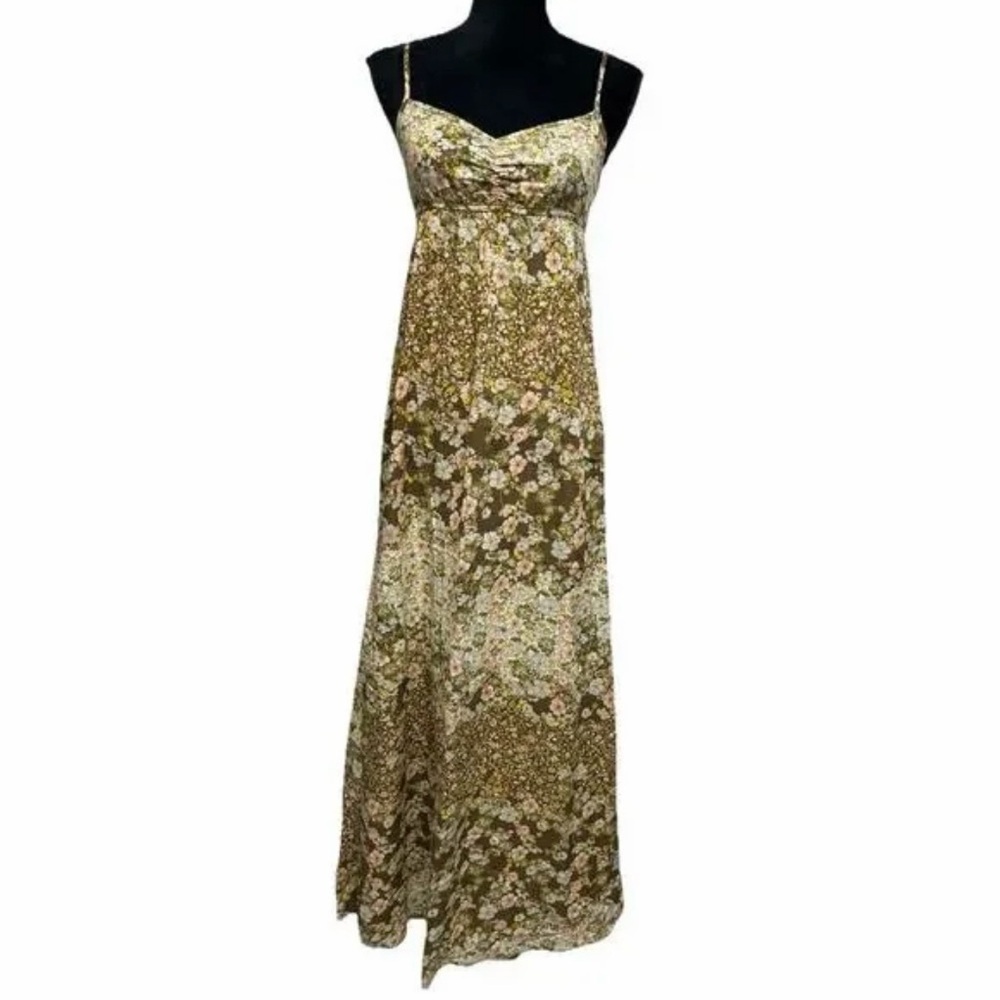 H&M Floral Print Maxi Dress - Olive and Cream 0023 - Picture 1 of 2